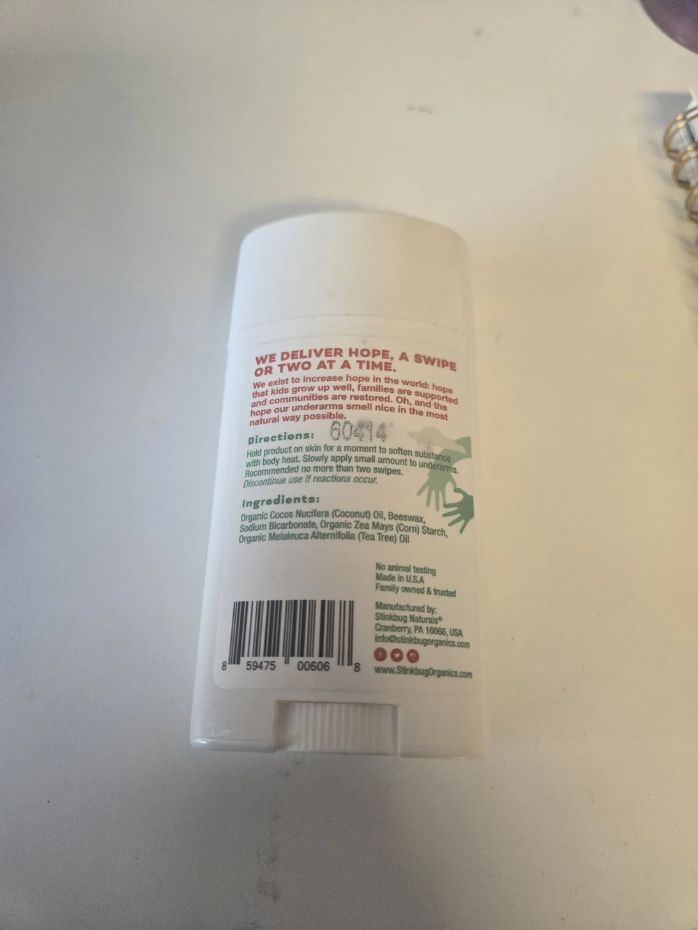 Stinkbug Naturals Life Doesn't Stink TEA TREE Stick Deodorant 2.1oz Plus Lip